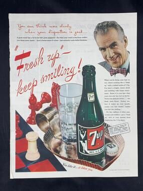Vintage 1945 7-Up Magazine Print Ad - Chess